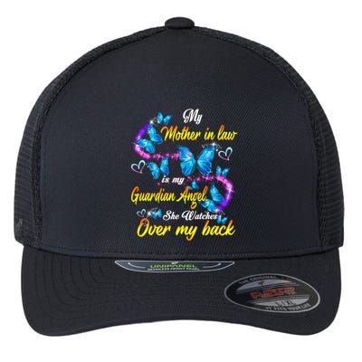 Mother In Law My Guardian Angel Watches Over Back Memorial Gift Flexfit Unipanel Trucker Cap