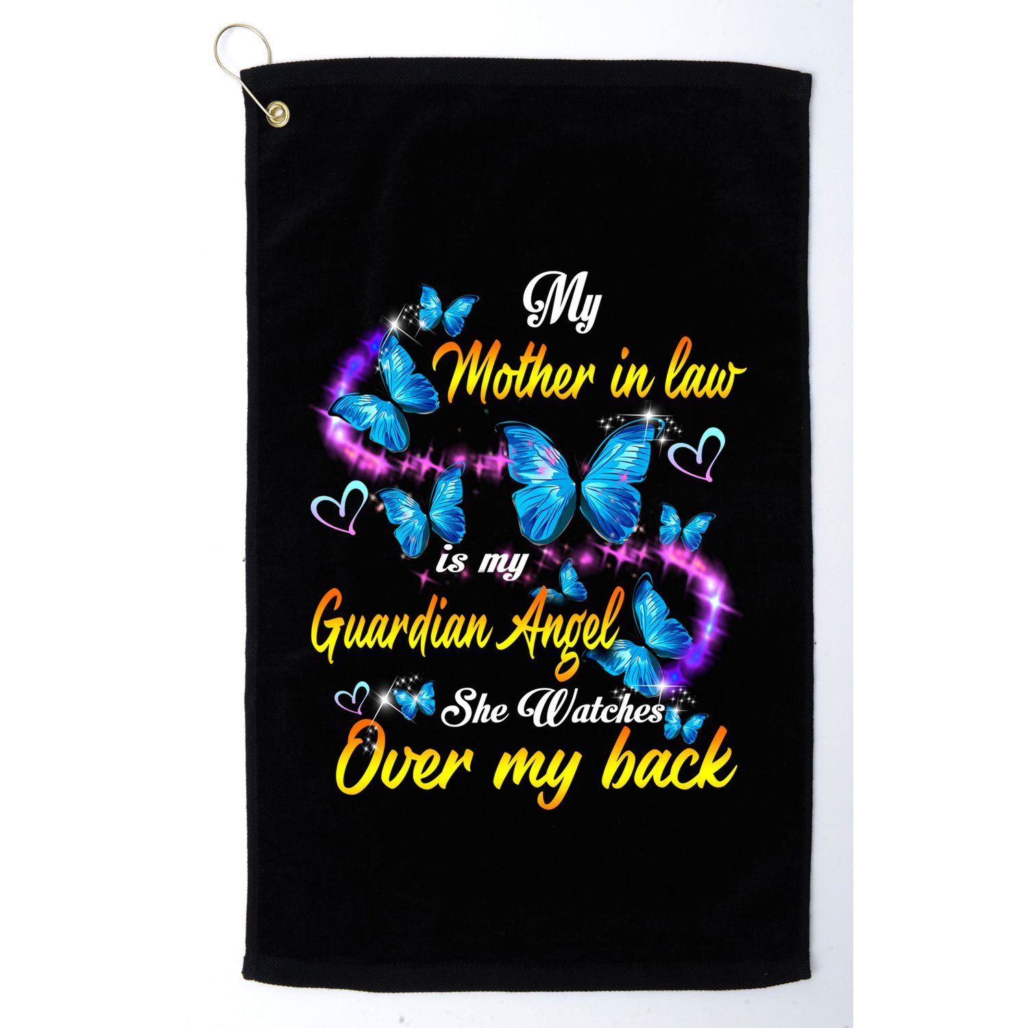 Mother In Law My Guardian Angel Watches Over Back Memorial Gift Golf Towel