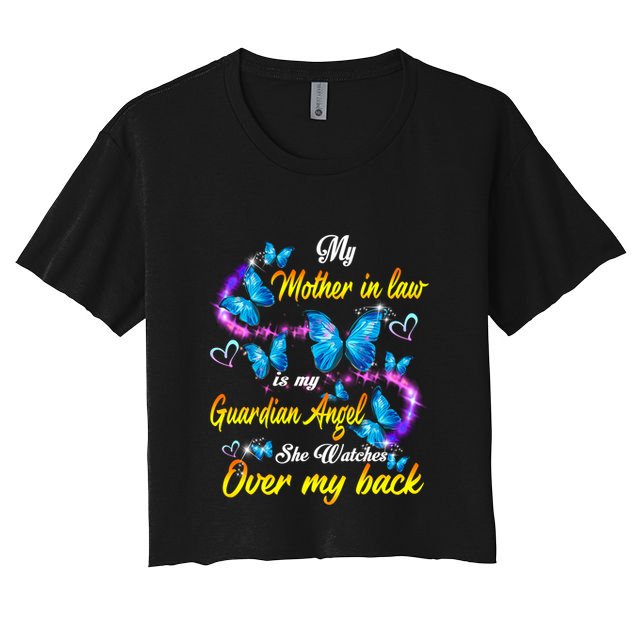 Mother In Law My Guardian Angel Watches Over Back Memorial Gift Crop Top