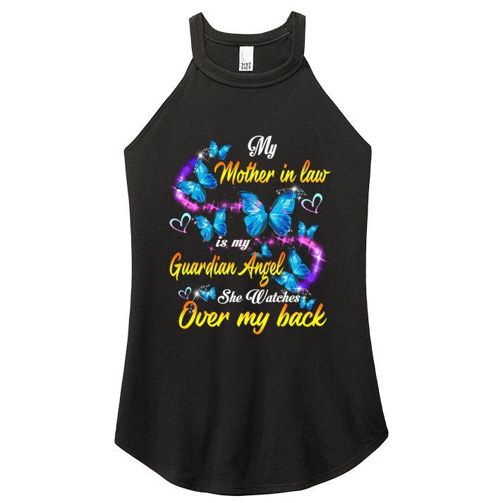 Mother In Law My Guardian Angel Watches Over Back Memorial Gift Women's Perfect Tri Rocker Tank