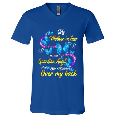 Mother In Law My Guardian Angel Watches Over Back Memorial Gift V-Neck T-Shirt