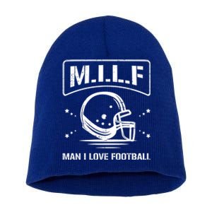 M I L F I Love Football Homerun Ball Holder Sports Field Gift Short Acrylic Beanie