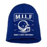 M I L F I Love Football Homerun Ball Holder Sports Field Gift Short Acrylic Beanie