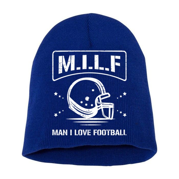 M I L F I Love Football Homerun Ball Holder Sports Field Gift Short Acrylic Beanie