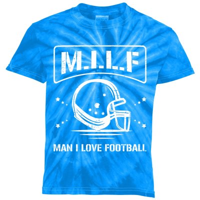 M I L F I Love Football Homerun Ball Holder Sports Field Gift Kids Tie-Dye T-Shirt