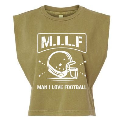 M I L F I Love Football Homerun Ball Holder Sports Field Gift Garment-Dyed Women's Muscle Tee