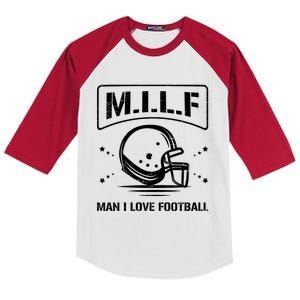 M I L F I Love Football Homerun Ball Holder Sports Field Gift Kids Colorblock Raglan Jersey