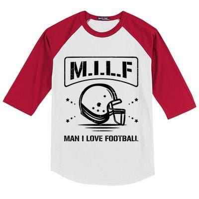 M I L F I Love Football Homerun Ball Holder Sports Field Gift Kids Colorblock Raglan Jersey