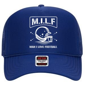 M I L F I Love Football Homerun Ball Holder Sports Field Gift High Crown Mesh Back Trucker Hat