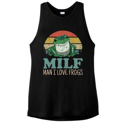 MILFMan I Love Frogs Funny Saying FrogAmphibian Lovers Ladies PosiCharge Tri-Blend Wicking Tank