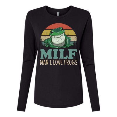 MILFMan I Love Frogs Funny Saying FrogAmphibian Lovers Womens Cotton Relaxed Long Sleeve T-Shirt