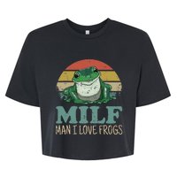 MILFMan I Love Frogs Funny Saying FrogAmphibian Lovers Bella+Canvas Jersey Crop Tee