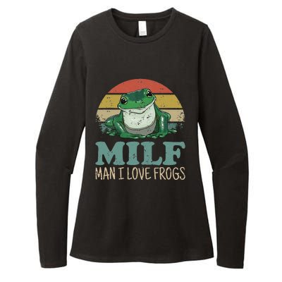 MILFMan I Love Frogs Funny Saying FrogAmphibian Lovers Womens CVC Long Sleeve Shirt