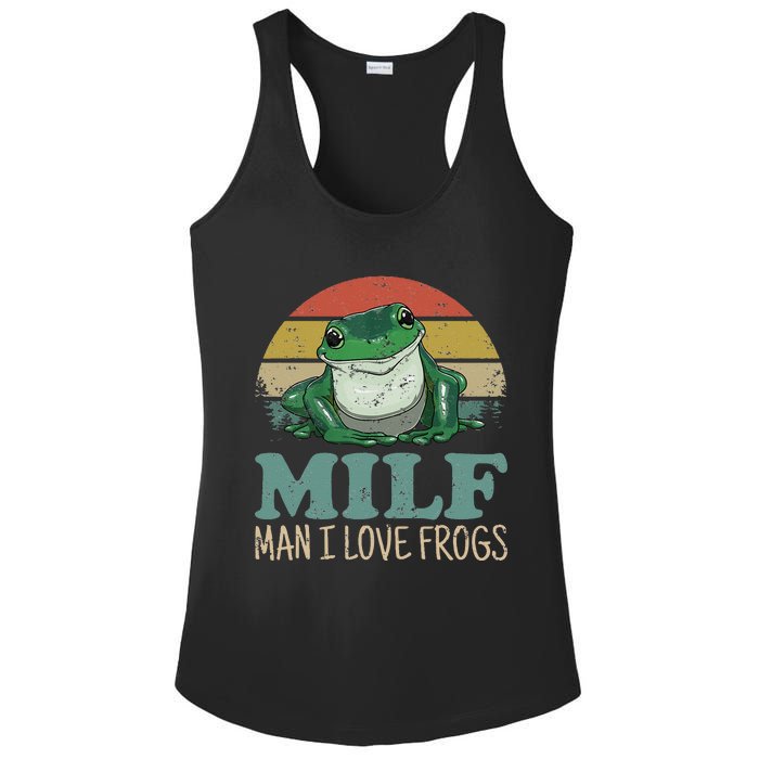 MILFMan I Love Frogs Funny Saying FrogAmphibian Lovers Ladies PosiCharge Competitor Racerback Tank