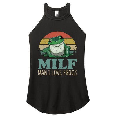 MILFMan I Love Frogs Funny Saying FrogAmphibian Lovers Women's Perfect Tri Rocker Tank