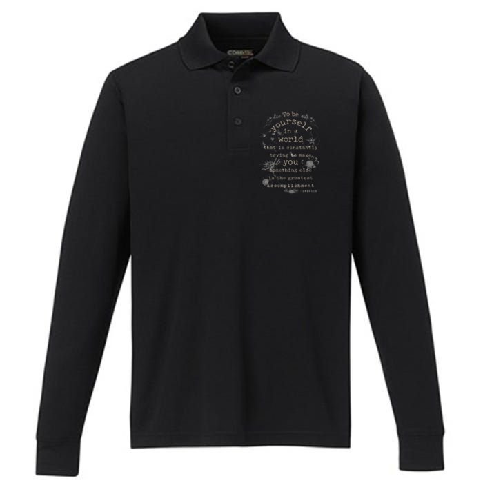 Motivational Inspirational Literature Quotes Design Emerson Performance Long Sleeve Polo