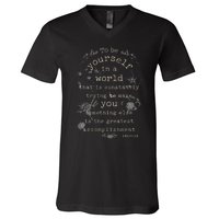 Motivational Inspirational Literature Quotes Design Emerson V-Neck T-Shirt