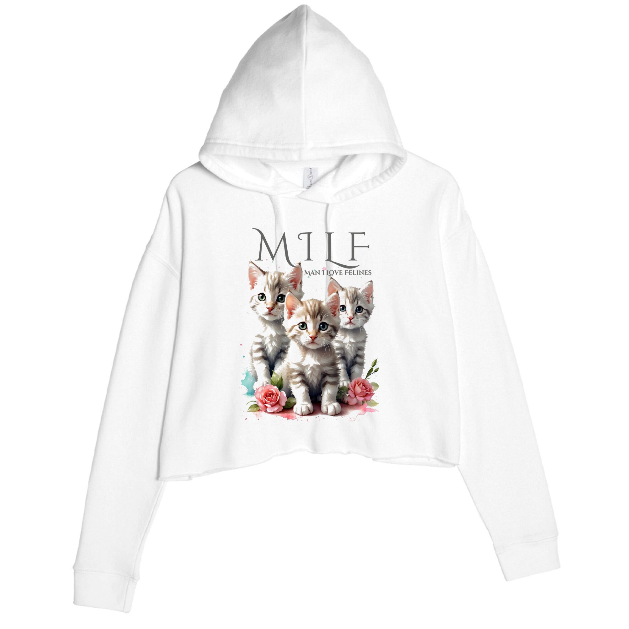 Man I Love Felines Crop Fleece Hoodie