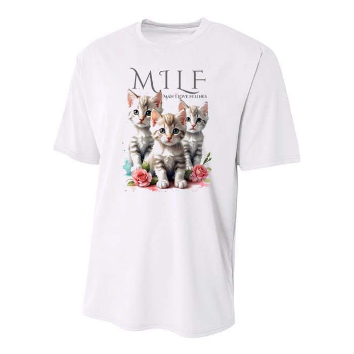 Man I Love Felines Youth Performance Sprint T-Shirt