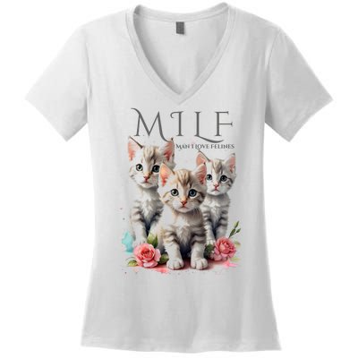 Man I Love Felines Women's V-Neck T-Shirt