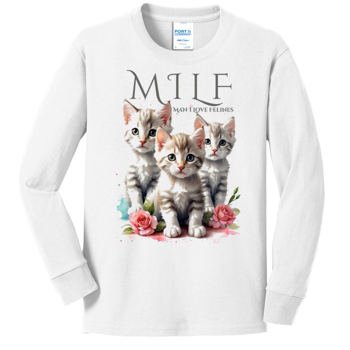 Man I Love Felines Kids Long Sleeve Shirt