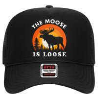 Moose Is Loose Funny Moose Lover High Crown Mesh Back Trucker Hat