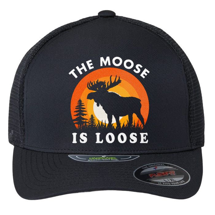 Moose Is Loose Funny Moose Lover Flexfit Unipanel Trucker Cap