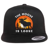 Moose Is Loose Funny Moose Lover Flat Bill Trucker Hat