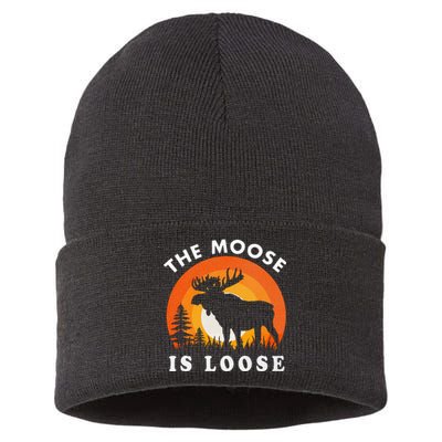 Moose Is Loose Funny Moose Lover Sustainable Knit Beanie