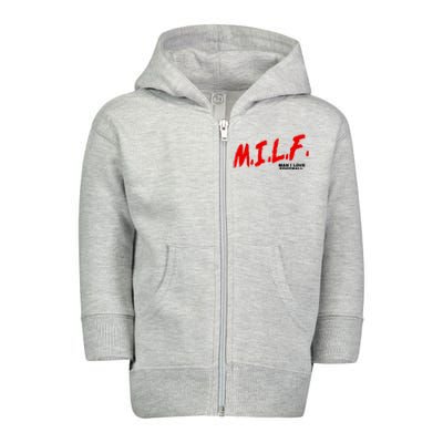 Man I Love Football Milf Funny Football Funny Gift Toddler Zip Fleece Hoodie