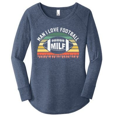 Man I Love Football Milf Funny Gridiron Fantasy Football Fan Gift Women's Perfect Tri Tunic Long Sleeve Shirt