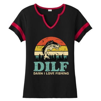 MILF-Man I Love Fishing Funny Fishing Fisher Angler Ladies Halftime Notch Neck Tee