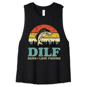 MILF-Man I Love Fishing Funny Fishing Fisher Angler Women's Racerback Cropped Tank