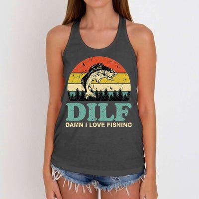 MILF-Man I Love Fishing Funny Fishing Fisher Angler Women's Knotted Racerback Tank