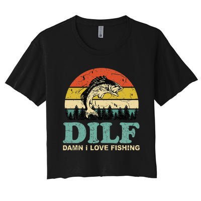 MILF-Man I Love Fishing Funny Fishing Fisher Angler Women's Crop Top Tee