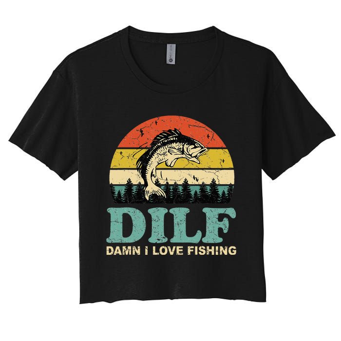 MILF-Man I Love Fishing Funny Fishing Fisher Angler Women's Crop Top Tee