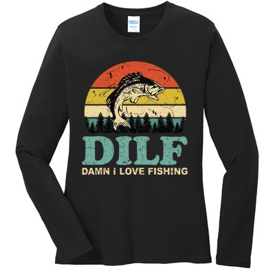 MILF-Man I Love Fishing Funny Fishing Fisher Angler Ladies Long Sleeve Shirt