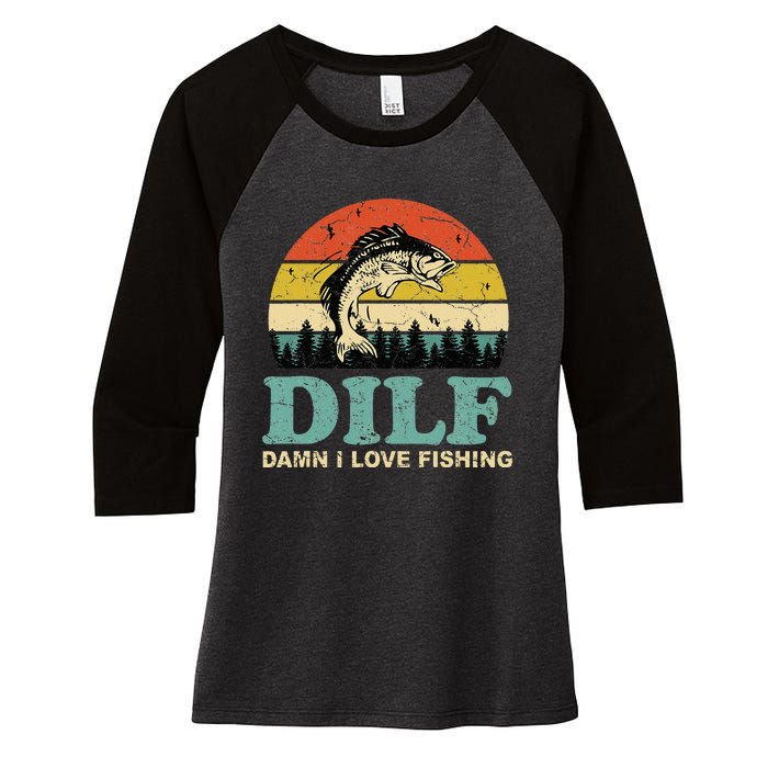 MILF-Man I Love Fishing Funny Fishing Fisher Angler Women's Tri-Blend 3/4-Sleeve Raglan Shirt