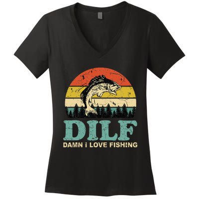 MILF-Man I Love Fishing Funny Fishing Fisher Angler Women's V-Neck T-Shirt