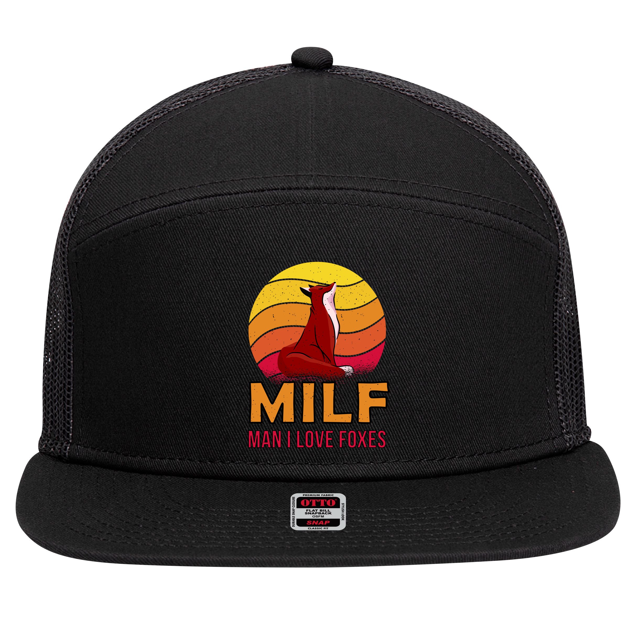 Man I Love Foxes MILF 7 Panel Mesh Trucker Snapback Hat