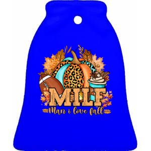 M I L F I Love Fall Funny Pumpkin Autumn Lover Gift Ceramic Bell Ornament