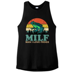 MILFMan I Love Frogs Funny Saying Frog Amphibian Lovers Ladies PosiCharge Tri-Blend Wicking Tank