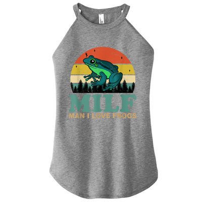 MILFMan I Love Frogs Funny Saying Frog Amphibian Lovers Women’s Perfect Tri Rocker Tank