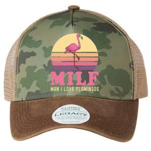 Man I Love Flamingo Funny Flamingo MILF Pink Joke Party Legacy Tie Dye Trucker Hat