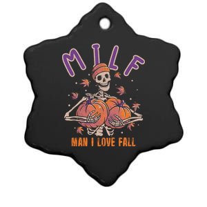 Milf I Love Fall Funny Autumn Pumpkin Skeleton Halloween Cute Gift Ceramic Star Ornament