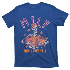 Milf I Love Fall Funny Autumn Pumpkin Skeleton Halloween Cute Gift T-Shirt