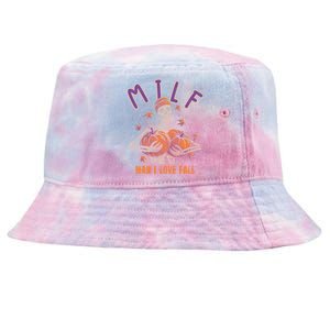 Milf I Love Fall Funny Autumn Pumpkin Skeleton Halloween Cute Gift Tie-Dyed Bucket Hat