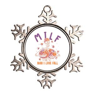 Milf I Love Fall Funny Autumn Pumpkin Skeleton Halloween Cute Gift Metallic Star Ornament