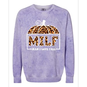 Milf I Love Fall Funny Pumpkin Autumn Lover Gift Colorblast Crewneck Sweatshirt