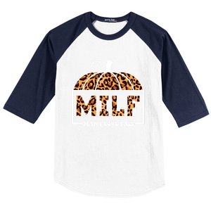 Milf I Love Fall Funny Pumpkin Autumn Lover Gift Baseball Sleeve Shirt